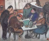 Scène de café by Maurice Savin, Aquarelle gouachée, sold Apr 2015