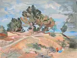 Paysage méditerrannéen by André Planson, Gouache, sold Apr 2015