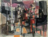 Composition by Hella Guth, 1952, Aquarelle, sold Apr 2015