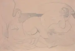 Deux femmes by Roger Bissière, Crayon gris, sold Feb 2015