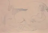 Deux femmes by Roger Bissière, Crayon gris, sold Feb 2015