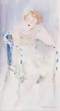 Femme assise, pensive by Henri Lebasque, Aquarelle, sold Feb 2015