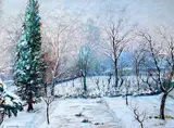 Paysage de neige by Angelo Abrate, Pastel, sold Jan 2015