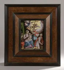 Sainte Famille avec les anges portant la Croix by Pieter Lisaert, Panneau de chêne, une planche, non parqueté, sold Dec 2021