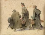 L'exode des prêtres, Périgueux, 30 juin 1940 by Alfred Georges Hoen, Aquarelle, sold Dec 2021