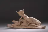 Faune et chèvre by Ary Bitter, Terre cuite signée sur la terrasse, sold Dec 2021