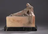 Femme et panthère Projet de by Max Blondat, Terre cuite, sold Dec 2021