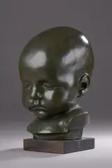 Portrait d'enfant (Louise Schnegg ?) by Lucien Schnegg, Bronze patiné, sold Dec 2021