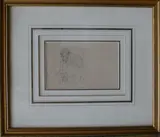 Homme assis lisant, au dos Études de têtes by Henri de Toulouse-Lautrec, Crayon noir, sold Nov 2021