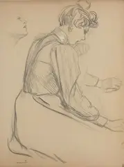 Étude de jeune femme de trois-quarts by Théophile Steinlen, Fusain et gouache blanche, sold Nov 2021