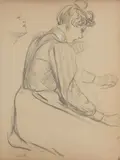 Étude de jeune femme de trois-quarts by Théophile Steinlen, Fusain et gouache blanche, sold Nov 2021
