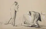 Le coup de balai by Jean-Louis Forain, Encre, fusain, et gouache blanche, sold Nov 2021