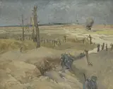 Tranchée, boyau du Rhône, Champagne by Edmond Lesellier, 1918, Aquarelle, sold Nov 2021