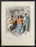 Le flamenco, Espagne by Yves Brayer, Gouache signée en bas à gauche, sold Oct 2023