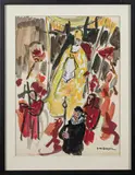 Procession religieuse, Espagne by Yves Brayer, Gouache signée en bas à droite, sold Oct 2023
