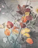 Feuilles et fleurs de l'automne by Michel Dubost, Aquarelle, sold Oct 2023