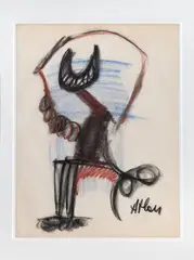 Sans titre [Graffiti] by Jean-Michel Atlan, 1956, Pastel et fusain, sold Oct 2023