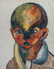 Portrait, circa 1925 by George Papazov, Aquarelle sur traits de mine de plomb, sold Oct 2023