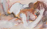 Nu couché, la main dans les cheveux by Jacques Poncet, 1965, Pastel et gouache, sold Oct 2023