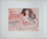 Nu rouge by Jacques Poncet, 1965, Gouache et pastel, sold Oct 2023