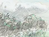 Paysage orageux by Jacques Poncet, Gouache et mine de plomb, sold Oct 2023