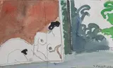 Nu à la fenêtre by Jacques Poncet, 1974, Aquarelle et mine de plomb, sold Oct 2023