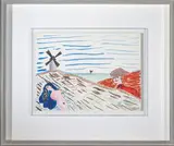 Paysage aux moulins by Raymond Queneau, Aquarelle et gouache, sold Oct 2023
