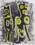 Sans titre by Noël Vérin, 1999, Technique mixte (acrylique, encre et pastel) sur papier, collé sur panneau, sold Oct 2023