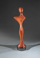Femme Fleur by Xavier Alvarez, Épreuve en bronze à patine brune nuancée, sold Oct 2023