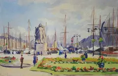 Le port du Havre by Rene Louis Pean, Gouache, sold Sep 2023