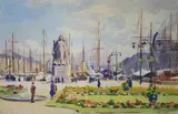 Le port du Havre by Rene Louis Pean, Gouache, sold Sep 2023