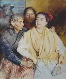 Majas et affiche de corrida by Gaston Vuillier, Aquarelle, sold Sep 2023