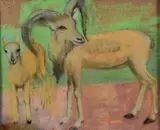 Agneau et bouc by Simon Bussy, Fusain et pastel, sold Dec 2021