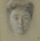 Visage de femme by Ernest Laurent, Crayon et rehauts de craie, sold Dec 2021