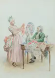 La modiste by Maurice Leloir, Aquarelle, sold Dec 2021