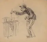 L'éteignoir, sujet humoristique by Louis Anquetin, Crayon noir, sold Dec 2021