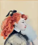 Portrait de jeune fille rousse de profil by André Dignimont, Gouache, sold Dec 2021