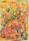 Sans titre fond jaune by Princess Fahrelnissa Zeid, 1955, Aquarelle sur traits d'encre vernissée, sold Dec 2021