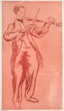 Le violoniste Supervielle by Jacques Villon, 1899, Aquatinte imprimée en couleurs, sold Dec 2021