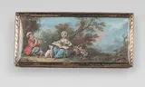 Aubade du singe musicien by Louis-Nicolas Van Blarenberghe, Gouache, couvercle de tabatière cerclé d'or, sold Dec 2021