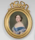 Portrait de jeune femme by François Meuret, Aquarelle et gouache sur ivoire, ovale, sold Dec 2021