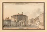 Vue de l'Hôpital du Saint-Esprit à Rome Le temple de Vesta à Rome by Victor-Jean Nicolle, Plume et encre grise et brune, lavis gris et brun, aquarelle, sold Dec 2021