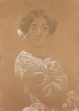 Portrait de Valentine Delessert by Eugène Emmanuel Amaury Duval, Pastel et rehauts de blanc sur traits de crayon noir, sold Dec 2021