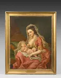Portrait de Charlotte Félicité de Sainte-Aldegonde, née du Hamel, allaitant sa fille Aglaé by Johann Julius Heinsius, Toile, sold Dec 2021