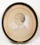 Portrait de jeune fille aux macarons by Ary Scheffer, Crayon et craie blanche sur papier, sold Nov 2021