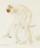 Nu féminin by Charles Auffret, Crayon et aquarelle, sold Oct 2015