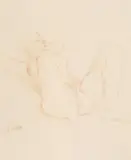 Nu féminin sur le dos, genoux relevés by Jean Carton, Sanguine, sold Oct 2015