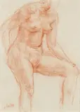 Nu féminin, une jambe pliée by Jean Carton, Sanguine, sold Oct 2015
