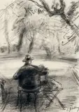 Deux dessins: - Le château de Rambouillet by Simon Goldberg, Crayon bleu, sold Oct 2015
