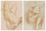 Deux dessins: - Nu féminin allongé vu en plongée by Raymond Martin, Sanguine, sold Oct 2015